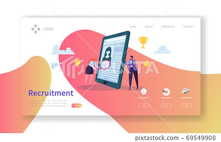 Recruitment, Job Interview Concept Landing... - Stock Illustration ...