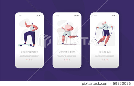 Fitness Gym Character Mobile App Onboard Screen 69550056