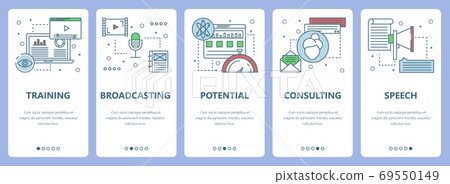 Vector modern thin line flat design training concept vertical banners 69550149