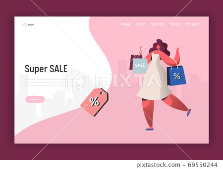 Online Sale Illustration for landing page shopping Online Sale Illustration for landing page shopping 69550244
