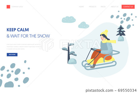 Winter Holidays Landing Page Template. Woman Winter Holidays Landing Page Template. Woman 69550334