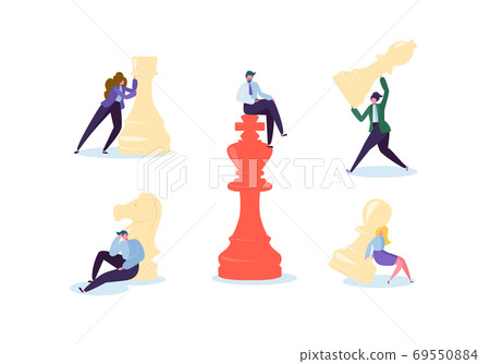 Characters Playing Chess Business Strategy Concept - Stock Illustration ...
