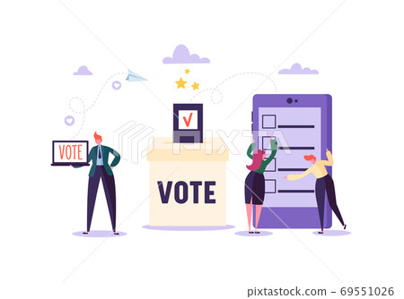 E-voting Concept Characters Voting Using Tablet E-voting Concept Characters Voting Using Tablet 69551026