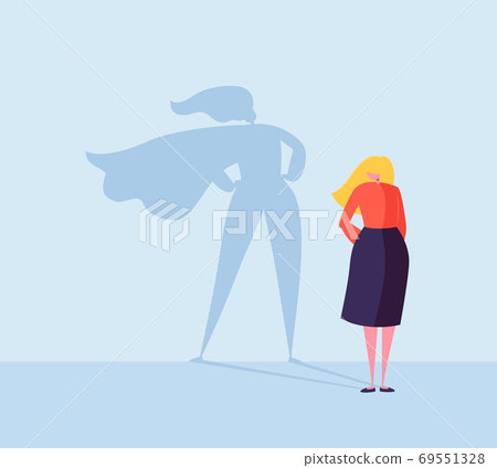 Business Woman with a Super Hero Shadow Character Business Woman with a Super Hero Shadow Character 69551328