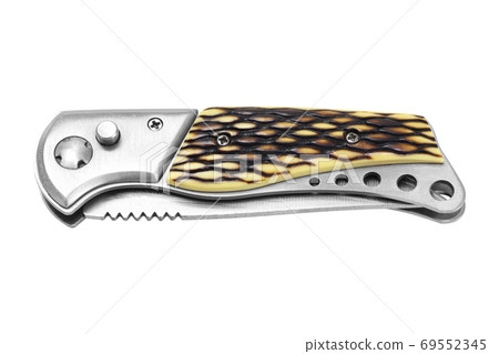 Folding knife isolated on white background 69552345