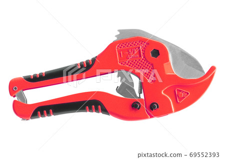 Tools for cutting polypropylene tubes isolated on white Tools for cutting polypropylene tubes isolated on white 69552393