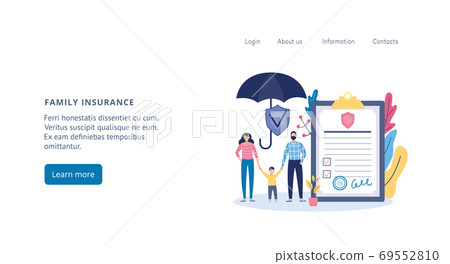 Family insurance and protection website banner template. 69552810