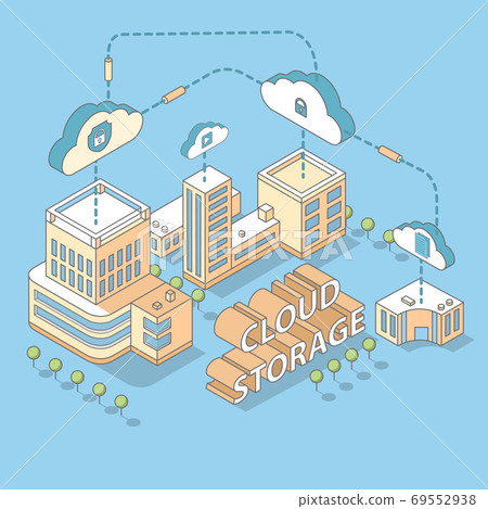 Cloud data storage vector flat isometric illustration 69552938