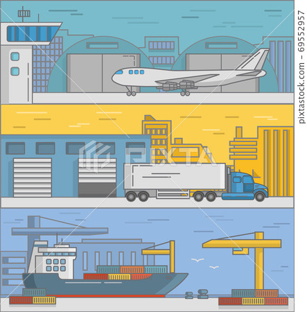 Vector set of delivery posters, banners in flat style 69552957