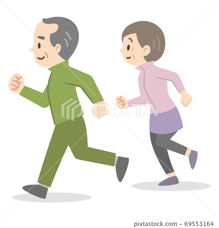 Elderly couple jogging 69553164