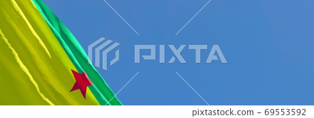 3D rendering of the national flag of French Guiana waving in the wind 3D rendering of the national flag of French Guiana waving in the wind 69553592
