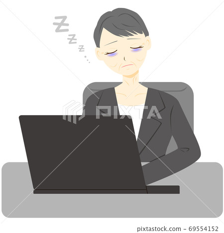 個人電腦女性中上班族疲勞睡眠 個人電腦女性中上班族疲勞睡眠 69554152