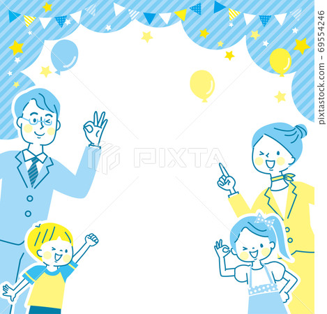 Smiley family and bright background material 69554246