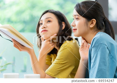 two woman conversation two woman conversation 69554247