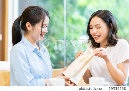 Woman, gift, holiday 69554268