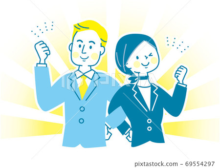 Young men and women in suits with their arms crossed and guts pose 69554297