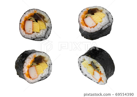 Sushi roll on white background. Japan food concept Sushi roll on white background. Japan food concept 69554390