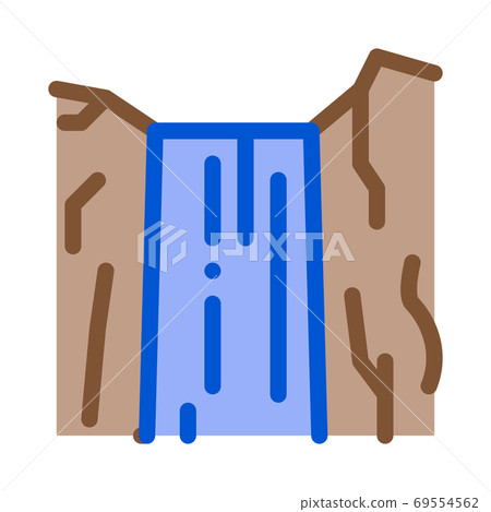 waterfall water falling from mountain icon vector outline illustration 69554562