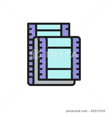 Film strip, cinema frames flat color line icon. Film strip, cinema frames flat color line icon. 69555545