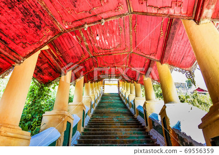 Monastery of Kyaung Seindon Mibaya at Mawlamyine in Myanmar, former Burma Monastery of Kyaung Seindon Mibaya at Mawlamyine in Myanmar, former Burma 69556359