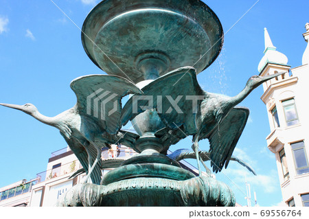 Stork Fountain in the Old Town of Copenhagen, Denmark Stork Fountain in the Old Town of Copenhagen, Denmark 69556764