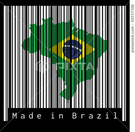 Barcode set the shape to Brazil map outline and - Stock