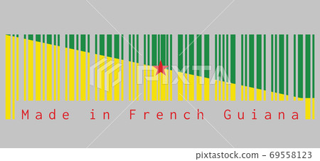 Barcode set the color of French Guiana flag, The green and yello Barcode set the color of French Guiana flag, The green and yello 69558123
