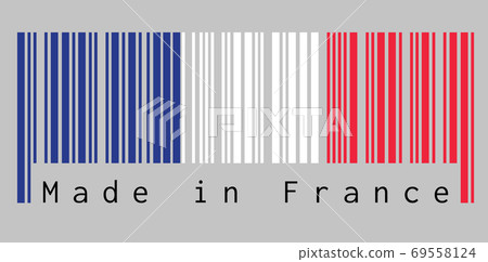 Barcode set the color of France flag, the blue white and red col 69558124