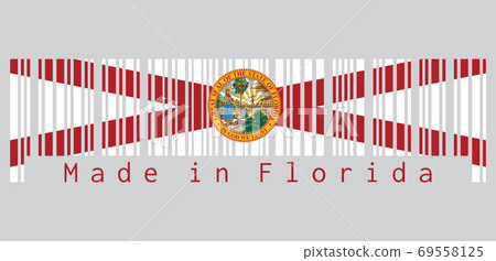 Barcode set the color of Florida flag, the states of America. A Barcode set the color of Florida flag, the states of America. A 69558125