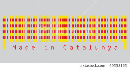 Barcode set the color of Catalonia flag, The red stripe on golde Barcode set the color of Catalonia flag, The red stripe on golde 69558165