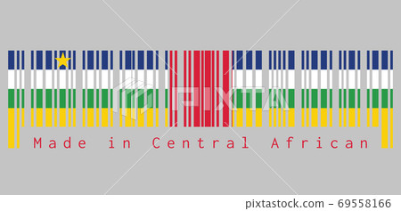 Barcode set the color of Central African flag, blue white green Barcode set the color of Central African flag, blue white green 69558166