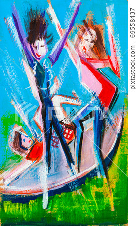 children on a trampoline children on a trampoline 69558437