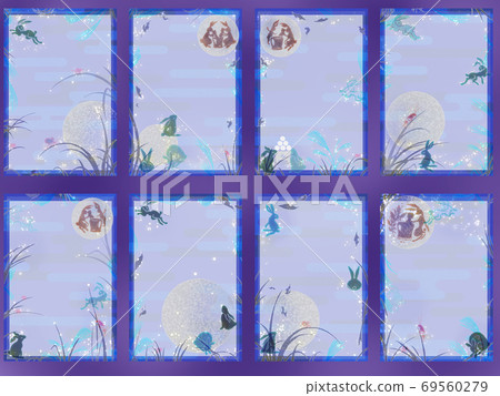 Postcard template Tsukimi night illustration 69560279