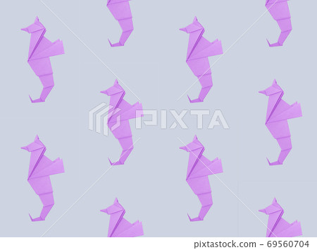 Abstract origami sea horse isolated on a gray backgrounds pattern 69560704