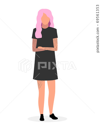 Emo girl flat vector illustration. Young woman... - Stock Illustration  [69561353] - PIXTA