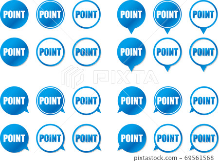Blue gradation point icon that emphasizes important parts Arrow direction and shadow variation set 69561568