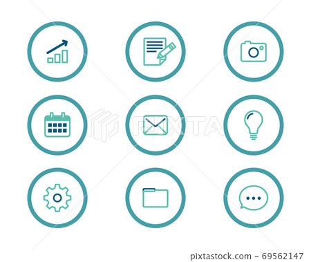Set of business icons related to data / illustration / information / document / email / file / photo 69562147
