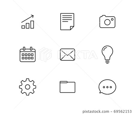 Set of business icons related to data / illustration / information / document / email / file / photo 69562153
