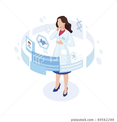 Doctor Studying Patient Profile Isometric Stock Ilration 69562299 Pixta Doctor Studying Patient Profile, How Much Does A White Coat Cost
