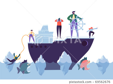 Business People Floating on the Ship Leadership 69562676