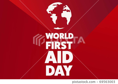World First Aid Day. Holiday concept. Template for background, banner, card, poster with text 69563003