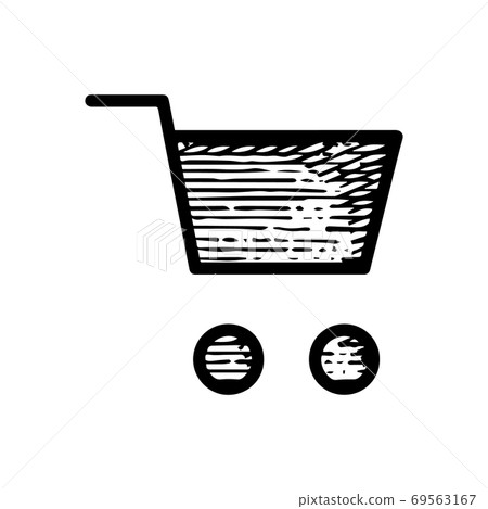 Hand Drawn trolley icon vector illustration isolated on white ba 69563167