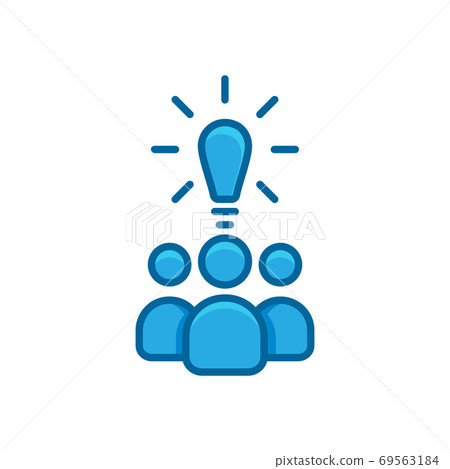 group people, bulb blue flat icon group people, bulb blue flat icon 69563184