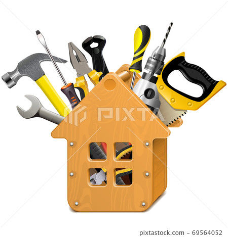 Vector Wooden House with Tools 69564052