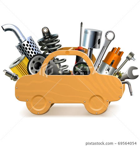 Vector Wooden Car Toolbox 69564054