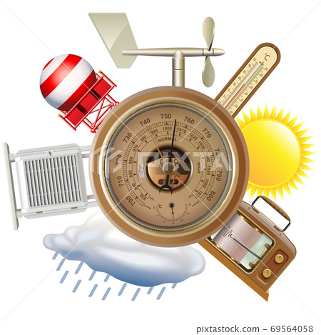 Vector Meteorological Equipment Concept with Barometer 69564058