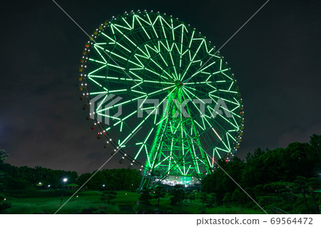 Ferris wheel night green Ferris wheel night green 69564472