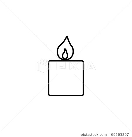 Candle light with flame line icon for birthday, religion 69565207