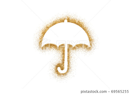 Open umbrella shape on golden glitter Open umbrella shape on golden glitter 69565255
