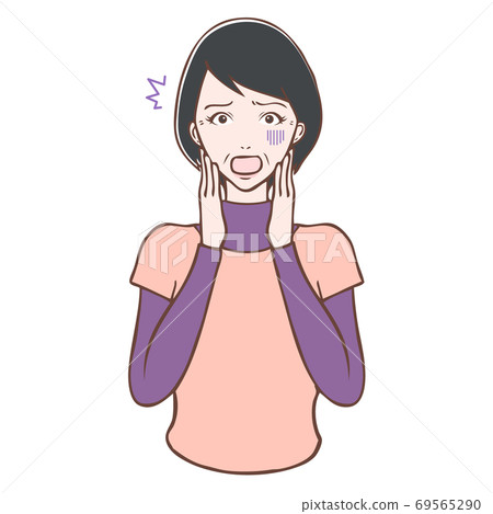 Middle-aged woman startle pose illustration - Stock Illustration ...